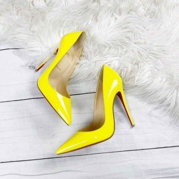 Christian Louboutin Women's Patent Yellow So Kate 120 Pumps Pointed Toe Size 36 - Picture 3 of 14